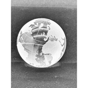 World Globe Earth Orb Crystal Glass Clear Frosted Paperweight GARBIN4